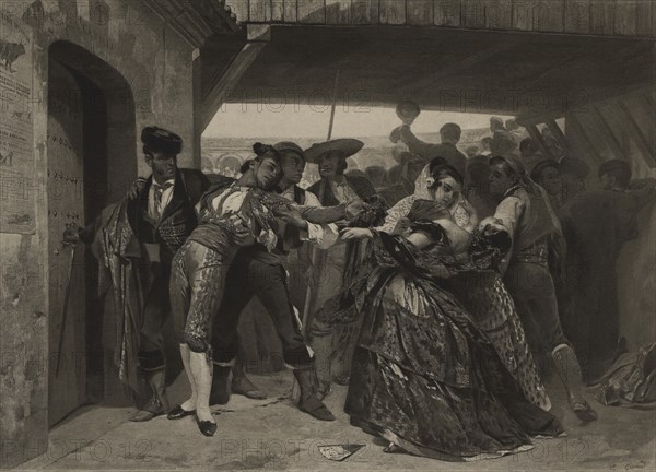 La Devisa, Photogravure Print from the Original Painting by Pierre-Francois-Eugene Giraud, The Masterpieces of French Art by Louis Viardot, Published by Gravure Goupil et Cie, Paris, 1882, Gebbie & Co., Philadelphia, 1883