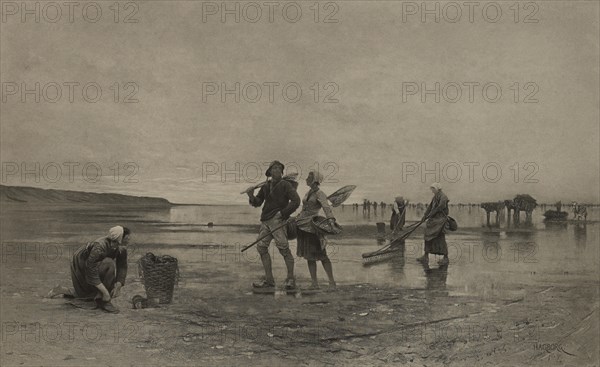 After High Tide in the Bay, Photogravure Print from the Original 1879 Painting by August Hagborg, The Masterpieces of French Art by Louis Viardot, Published by Gravure Goupil et Cie, Paris, 1882, Gebbie & Co., Philadelphia, 1883