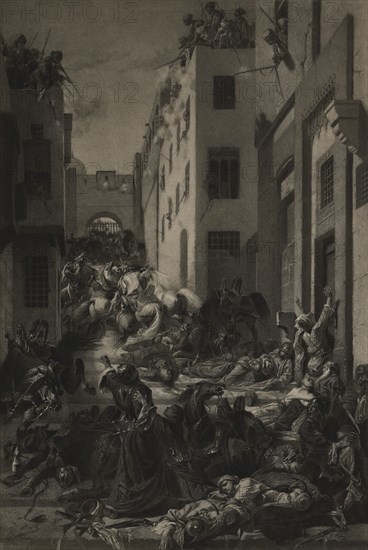 Massacre of the Mamelukes, Photogravure Print from the Original Crayon Drawing by Alexandre Bida, The Masterpieces of French Art by Louis Viardot, Published by Gravure Goupil et Cie, Paris, 1882, Gebbie & Co., Philadelphia, 1883