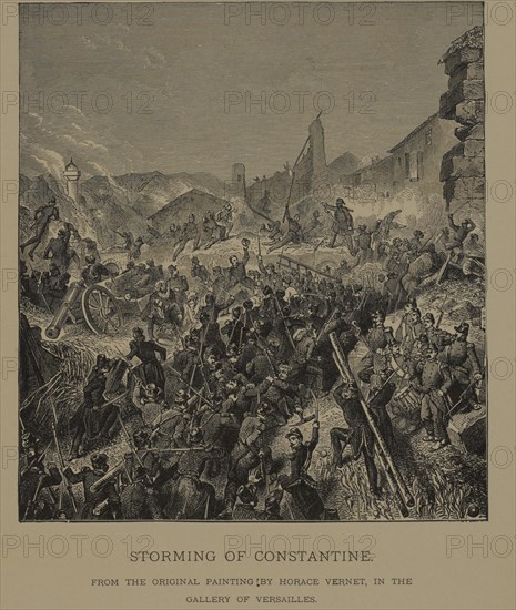 Storming of Constantine, Woodcut Engraving from the Original Painting by Horace Vernet, The Masterpieces of French Art by Louis Viardot, Published by Gravure Goupil et Cie, Paris, 1882, Gebbie & Co., Philadelphia, 1883