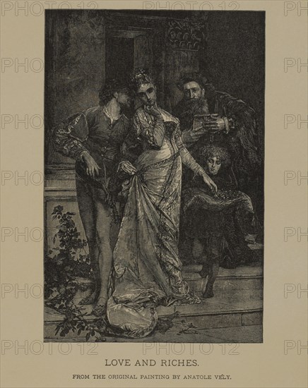 Love and Riches, Photogravure Print from the Original Painting by Anatole Vély The Masterpieces of French Art by Louis Viardot, Published by Gravure Goupil et Cie, Paris, 1882, Gebbie & Co., Philadelphia, 1883