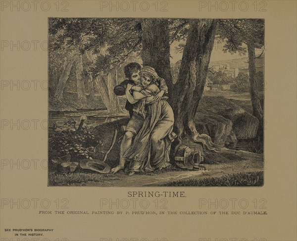 Spring-Time, Woodcut Engraving from the Original Painting by Pierre-Paul Prud'hon, The Masterpieces of French Art by Louis Viardot, Published by Gravure Goupil et Cie, Paris, 1882, Gebbie & Co., Philadelphia, 1883