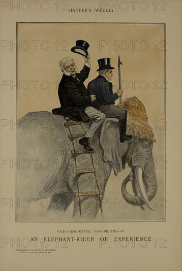 Vice-Presidential Possibilities V, an Elephant-Rider of Experience, Harper's Weekly Supplement, June 16, 1900
