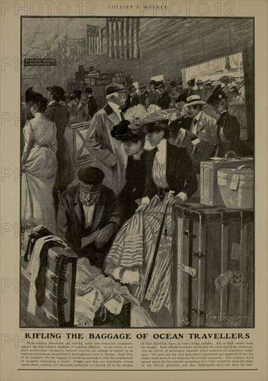 Rifling the Baggage of Ocean Travellers, Collier's Weekly, August 24, 1901