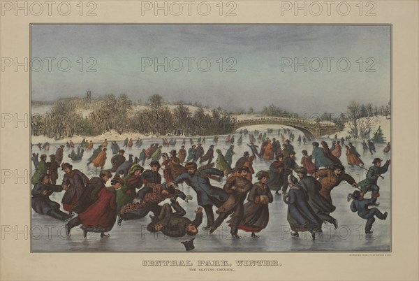 Central Park, Winter, The Skating Carnival, Currier & Ives, 1860
