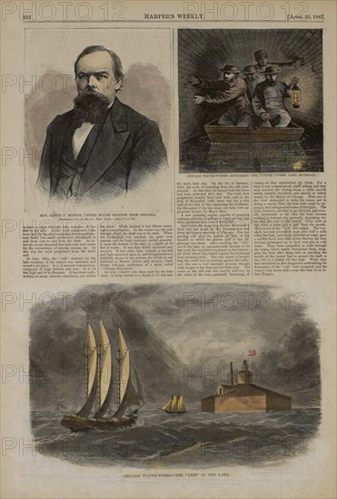 Chicago Waterworks, The "Crib" in the Lake, Harpers' Weekly, April 20, 1867
