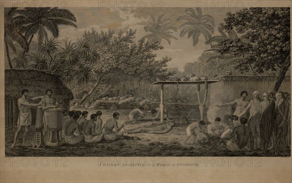 A Human Sacrifice, in a Morai, in Otaheite, 1784 Engraving by W. Woollett, from the Original Drawing by John Webber while Accompanying Captain James Cook on his Third Pacific Expedition