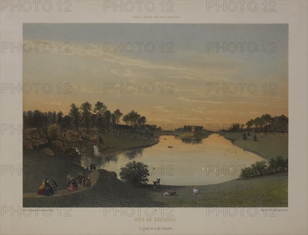 Bois de Boulogne, Lithograph, from the Book Paris dans sa Splendeur, Paris, Henri Charpentier, 1861