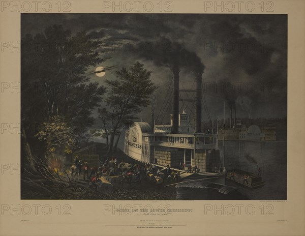 Scene on the Lower Mississippi, "Bound Down the River", Published by N. Knoedler, Special Reprint for the Mississippi Lime Company, 1869