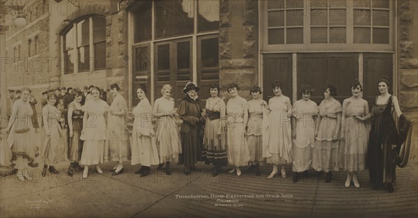 Portrait of a Group of Fashionable Women during Third Annual Home Exposition and Style Show, Coliseum, Chicago, Illinois, USA, October 1916