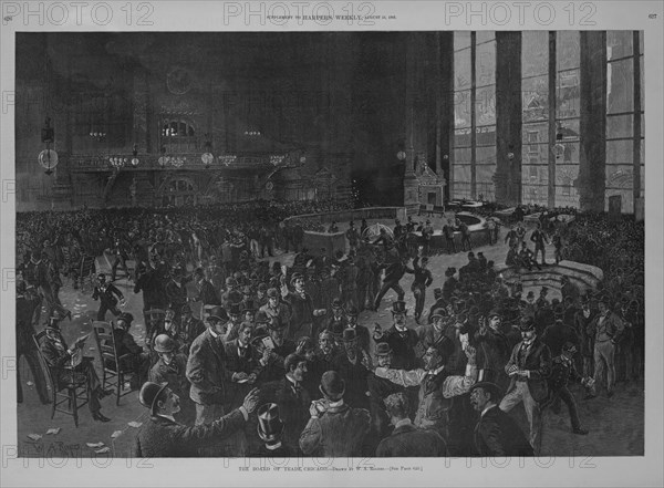 The Board of Trade, Chicago, Drawn by W.A. Rogers, Harper's Weekly, August 15, 1891