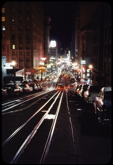 Street Scene at Night, San Francisco, California, USA, 1957