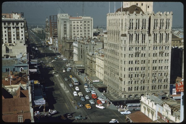 High Angle View of Street Scene, King William Street and Colonial Mutual Life Building, Adelaide, Australia, 1960