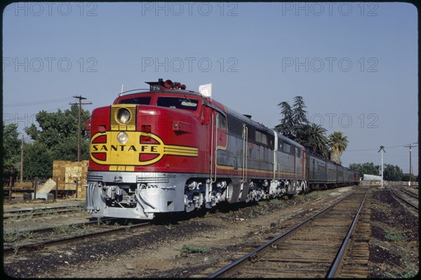 Santa Fe Diesel Locomotive Train, Cutler, California, USA, 1964