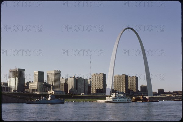 Skyline and Arch, Saint Louis, Missouri, USA, 1970