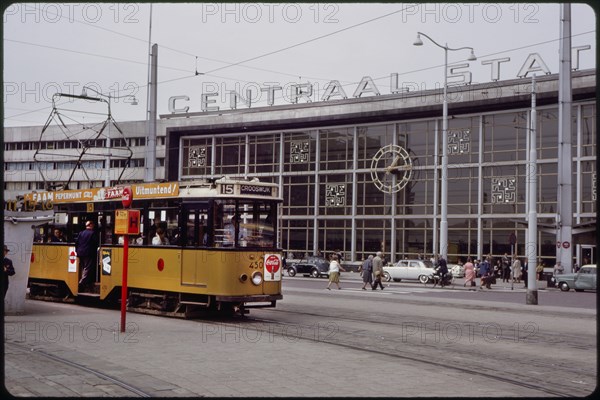 Tram, Centraal Station, Amsterdam, Netherlands, 1963