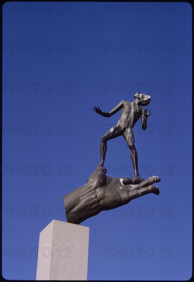 The Hand of God Sculpture against Blue Sky, Lower Terrace of Sculpture Park, Millsgarden, Lidingö, Sweden, 1966