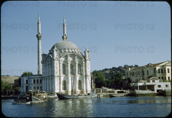 Ortokoy Mosque on Bosphorus Straight, Istanbul, Turkey, 1965