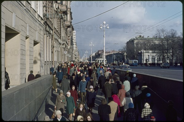 Crowded Street Scene, Nevsky Prospect, Leningrad (St. Petersburg), U.S.S.R., 1958