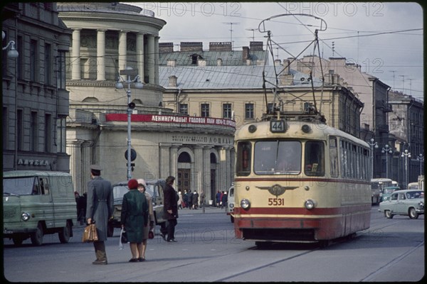Street Car, Metro Station in Background, Leningrad (St. Petersburg), U.S.S.R., 1958