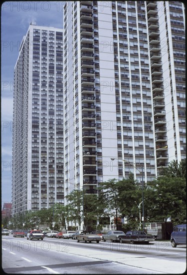 Carl Sandburg Village Apartment Complex, North Clark Street, Chicago, Illinois, USA, 1972