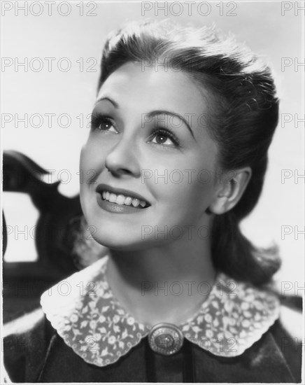 Nancy Kelly, Head and Shoulders Portrait, on-set of the Film, "Jesse James", 20th Century Fox, 1939