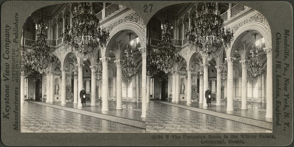 The Pompeian Room in the Winter Palace, Leningrad, Russia, Stereo Card, Keystone View Company, Late 1920's