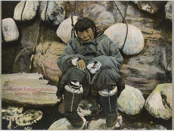 Siberian Eskimo Woman, Whalen, Siberia, Alaska–Yukon–Pacific Exposition, Seattle, Washington, USA, Postcard, 1909