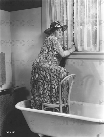 Alison Skipworth, Publicity Portrait Standing in Bathtub on-set of the Film, "Madame Racketeer", Paramount Pictures, 1932