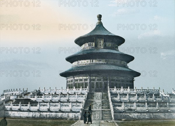 Temple of Heaven, Beijing, China, Hand-Colored Magic Lantern Slide, Newton & Company, 1930