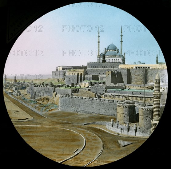 Saladin Citadel, Cairo, Egypt, Hand-Colored Magic Lantern Slide, Newton & Company, 1900