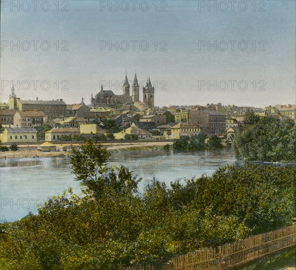 Panorama, Cologne, Germany, Hand-Colored Magic Lantern Slide, Newton & Company, 1910