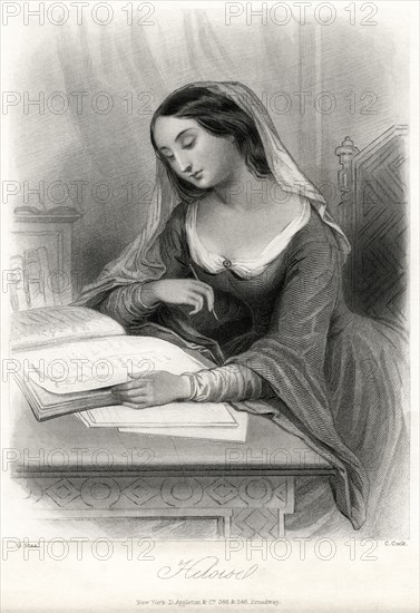 Heloise, French Nun, Writer and Scholar, Best Known for her Love Affair with Peter Abelard, Portrait, mid-19th Century Engraving