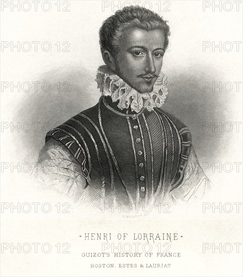 Henri of Lorraine, duc du Guise (1550-88), duke of Guise, Founder of Catholic League League during the French Wars of Religion, mid-Nineteenth Century Engraving