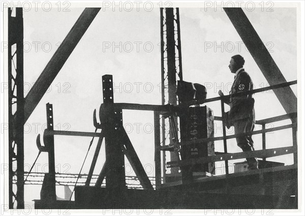 Adolf Hitler Delivering  Speech to  Staff of Blohm and Voss Shipyard, Hamburg, Germany, 1930's