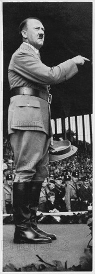 Adolf Hitler Addressing Youth at Nuremburg Rally (Reichspareitag), Nuremburg, Germany, September 1935