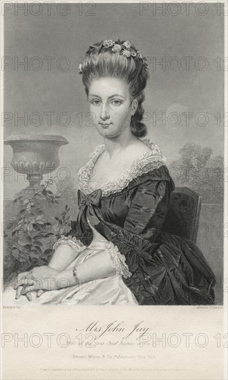 Mrs. John Jay, Wife of First Chief Justice of the United States, Engraving from Painting by Alonzo Chappel, 1872