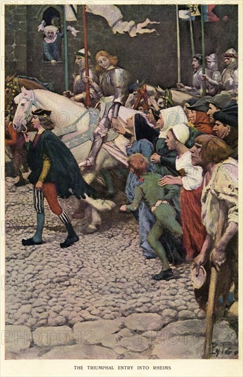 Joan of Arc, Successful Entry into Rheims, 1429, from a Painting by Howard Pyle, Harper's Monthly Magazine, 1904