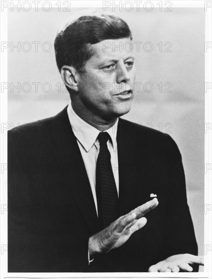 U.S. Senator John Kennedy, Democratic Nominee for U.S. President, during Televised Debate with Richard Nixon, 1960