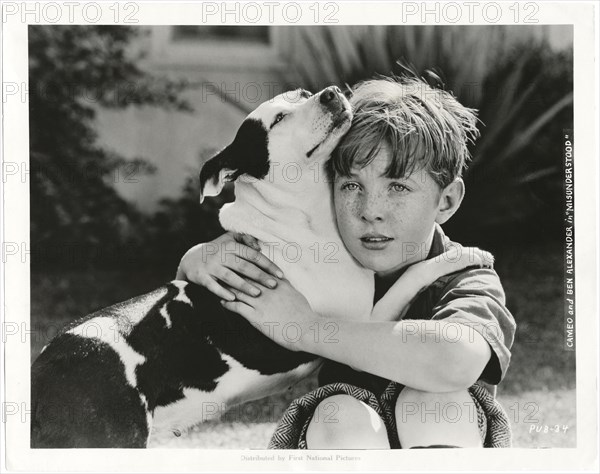 Ben Alexander with Cameo the Dog , on-set of the Silent Film, "A Self-Made Failure", Associated First National Pictures, 1924