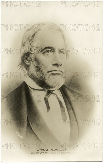 James Wilson Marshall (1810-1885), Discovered Gold on the American River, California on January 24, 1848, the impetus for the California Gold Rush, Portrait, 1880