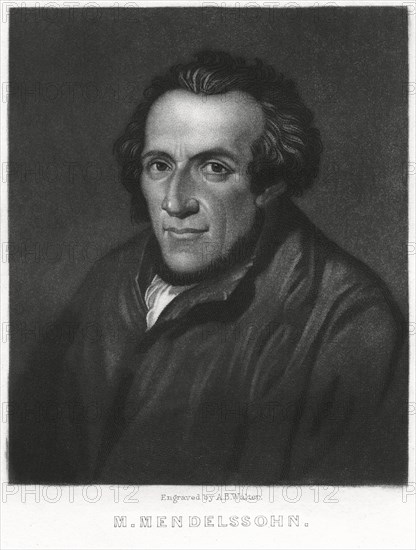 Moses Mendelssohn (1729-86), German Jewish Philosopher, Engraving by A.B. Walker