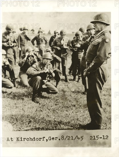 U.S. General George Patton with Troops, Kirchdorf, Germany, August 21, 1945