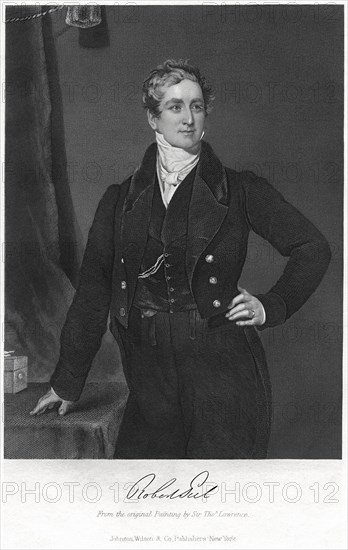 Sir Robert Peel (1788-1850), British Statesman and two-time Prime Minister, Engraving from an Original Painting by Sir Thomas Lawrence, Portrait Gallery of Eminent Men and Women in Europe and America, Johnson, Wilson & Company Publishing, New York, 1873