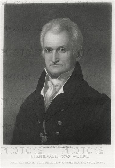 Lieutenant Colonel William Polk (1758-1834), Banker, Educational Administrator, Political Leader, and Renowned Continental officer in the War for American Independence, Illustration from the Original Painting in Possession of William Polk, Ashwood, Tennessee