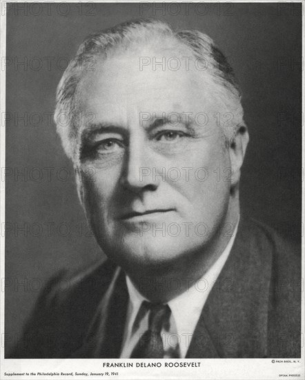 U.S. President Franklin Delano Roosevelt, Head and Shoulders Portrait, 1941