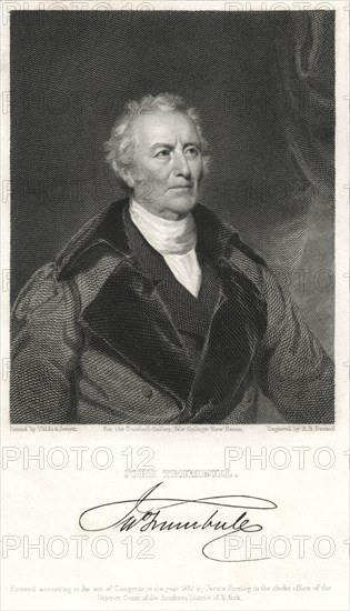 John Trumbull (1756-1843), American Artist during American Revolutionary War notable for his Historical Paintings, Engraving by A.B. Durand, 1833
