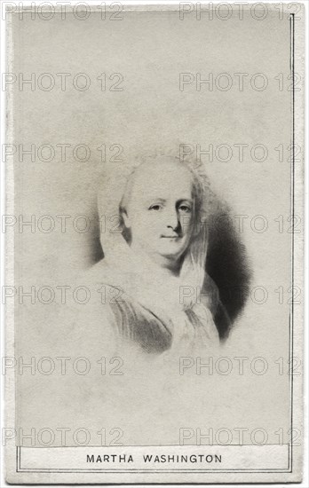 Martha Washington (1731-1802), Wife of First U.S. President George Washington, Head and Shoulders Portrait, Illustration