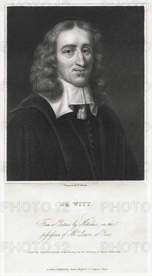 Jan de Witt (1625-1672), Dutch Politician, Portrait, Engraving from a Painting by Netscher