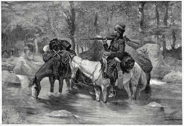 White Trapper, Illustration by Frederic Remington, Harper's Monthly Magazine, 1890